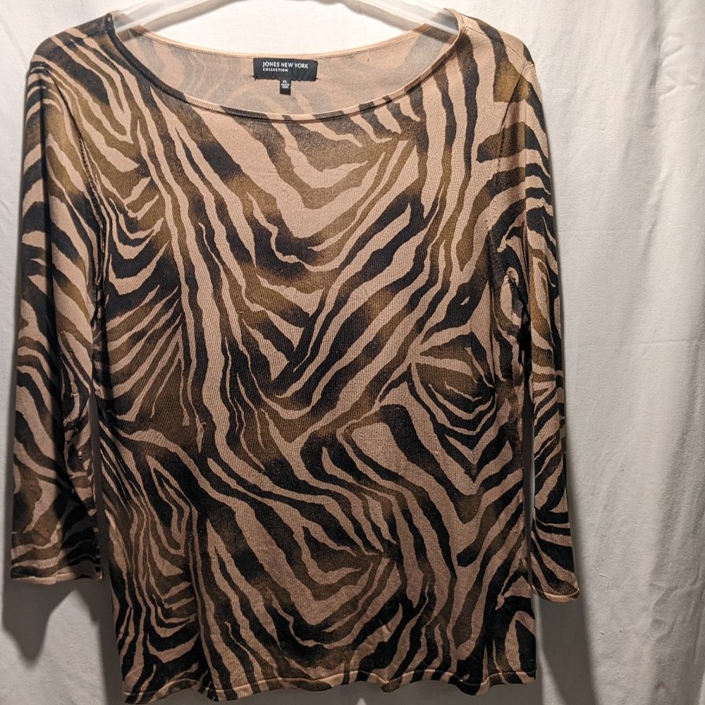 Feel the animal within with this Tan Zebra stripe shirt